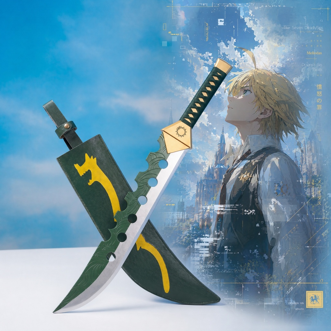 Cosplay Prop Katana - Espada Katana Meliodas de 28 polegadas,