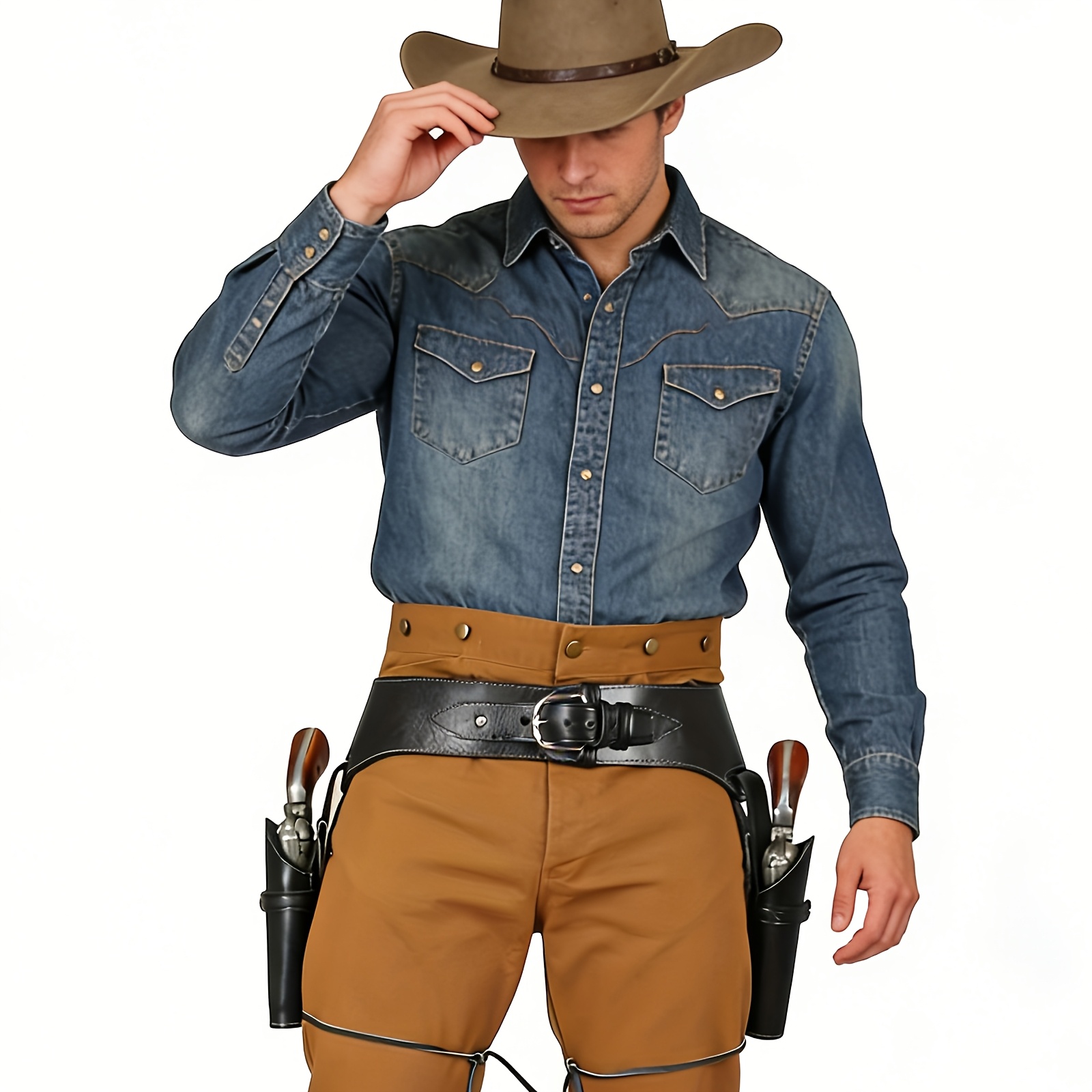Cosplay Prop Pistol - Coldre de Perna Vintage Estilo Cowboy