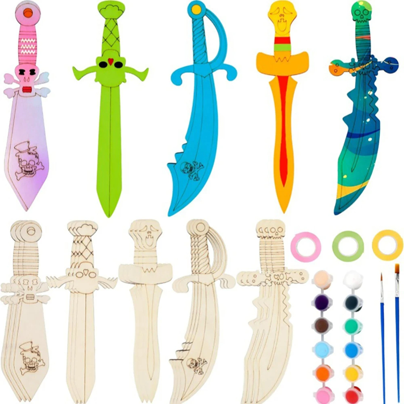 Espada de madeira pirata para  - Cosplay Prop Painting avaliação e preço